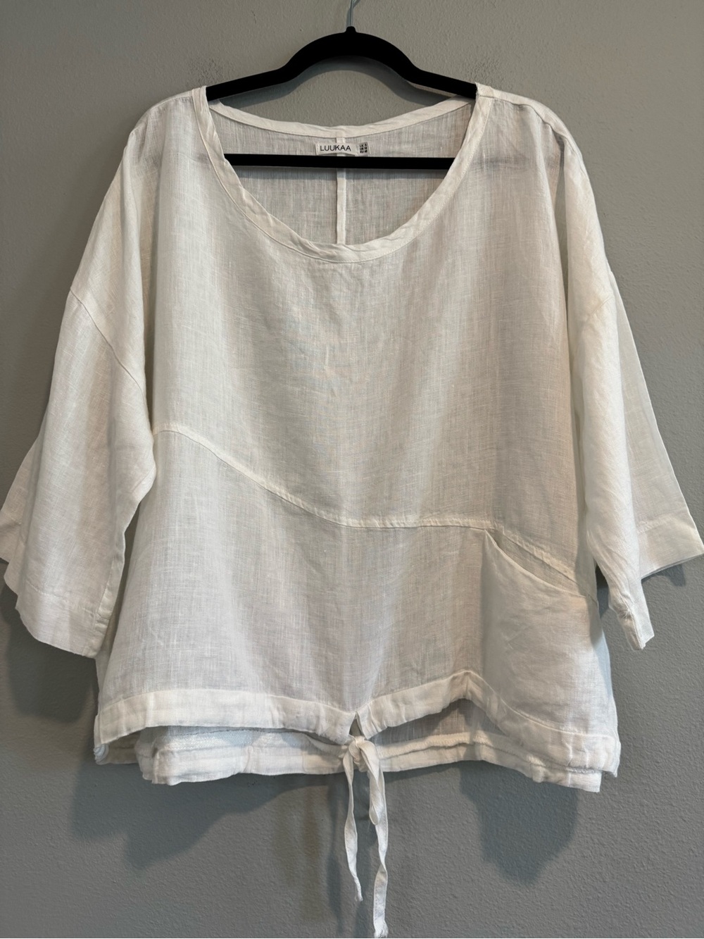Luukaa Linen Drawstring Peasant Top Boho Lagenlook Beach 16